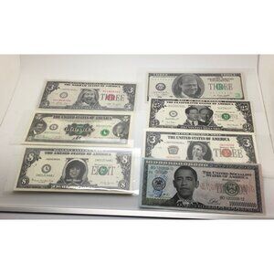 US Satire  Novelty Funny Banknotes Lot Obama Hillary Bill Clinton  Lewinsky